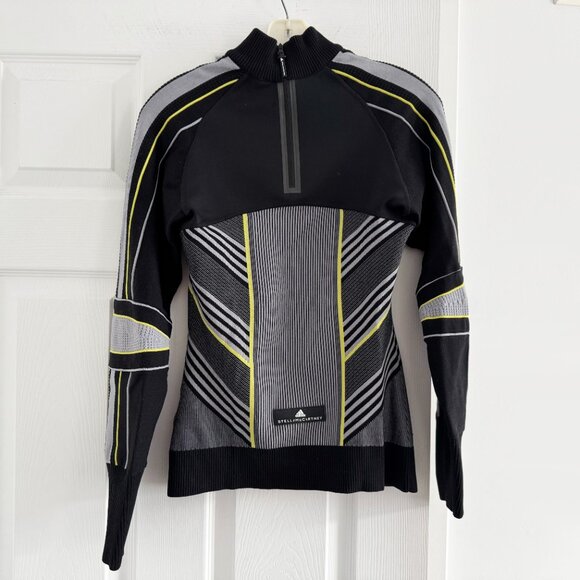 Adidas by Stella McCartney Run Outdoor Midlayer Top in Black/Grey, size Small - Picture 8 of 10